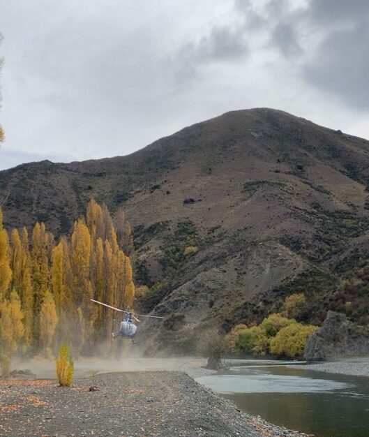 Helicopter landing at Quail Flat